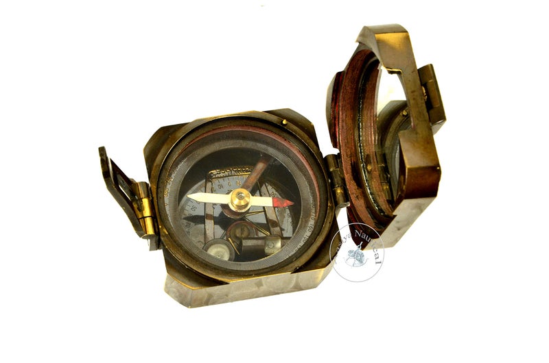 Aasiya Nautical Kelvin & Hughes Natural Sine Brass Pocket Compass â€“ Vintage Mining Compass & Outdoor Navigation Tool - Image 3